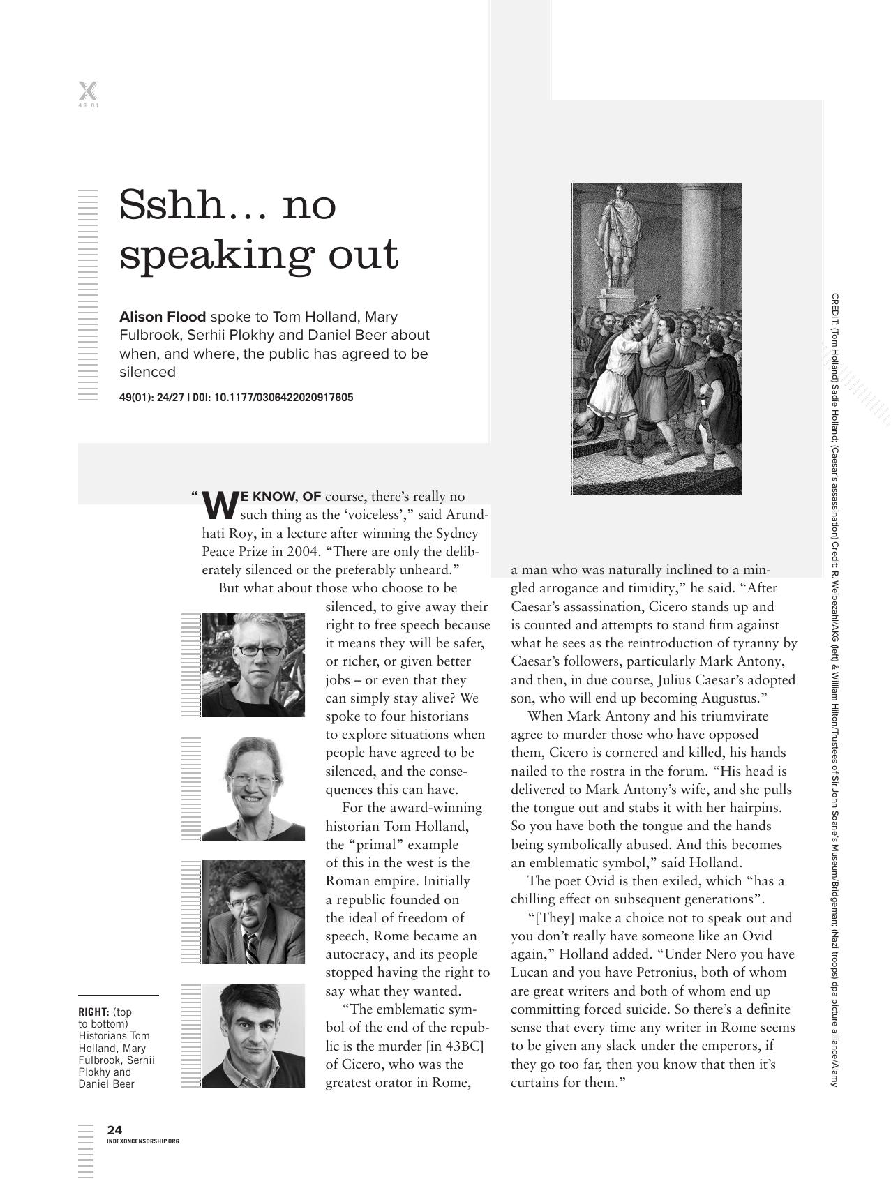 Sshh… no speaking out: Historians Tom Holland, Mary Fulbrook, Serhii Plokhy and Daniel Beer discuss the people from the past who were guilty of complicity