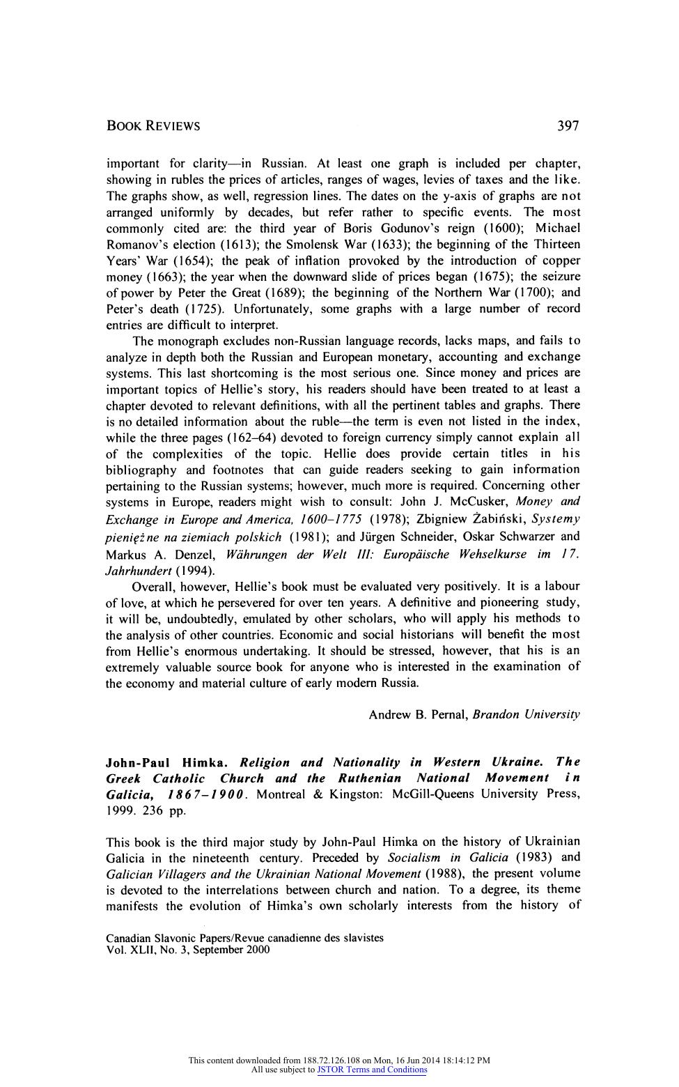 Religion and Nationality in Western Ukraine. The Greek Catholic Church and the Ruthenian National Movement in Galicia, 1867-1900 by John-Paul Himka